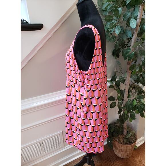 Diane Von Furstenberg Knee Length Dress Women's XL Pink Sleeveless Square Neck - Picture 12 of 12